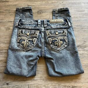 Rock Revival Jeans 26 Adalin Low Rise Ankle Skinny Stretch Jean Blue Grunge $172